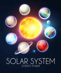 Wall Mural - solar system with elegant realistic planets and shining sun.