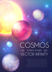 Wall Mural - space shining backgrouns with realistic 3d planets and stars. univerce and cosmos design. light of a