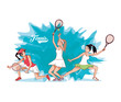 © djvstock - group of women players tennis vector illustration design