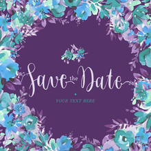 Blue And Purple Decorative Floral Background 