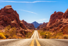 Road Running Through The Valley Of Fire In Nevada