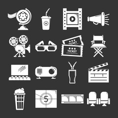 Poster - Cinema icons set grey vector