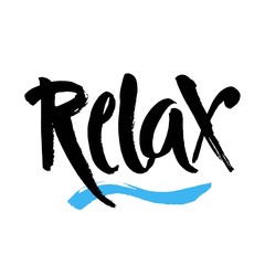Wall Mural - Hand drawn typography lettering phrase Relax isolated on the white background. Fun calligraphy for greeting card