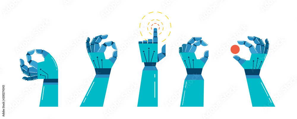 robot and mechanic hands banner, concept design Stock Vector | Adobe Stock