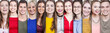 gruppe von zwölf menschen von jung bis alt in farbigen shirts mit lächeln im gesicht