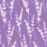 Lavender flowers purple vector seamless pattern. Beautiful violet lavender retro background. Elegant fabric on light background Surface pattern design.