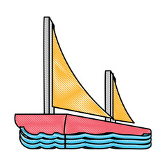 Poster - sail boat over white background, colorful design. vector illustration