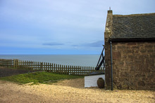 Scottish Landscape. House With Sea View. St Cyrus, Aberdeenshire, Scotland, UK. 