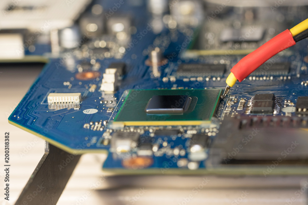 Infrared Computer Chip Photo Stock Laptop repair. Replacement chip graphics card on the ...