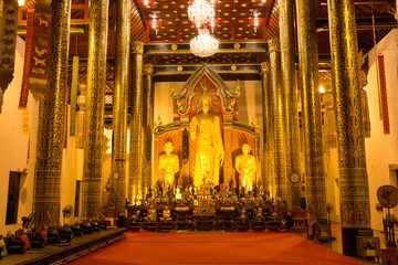 Wall Mural - Buddhist monks are chanting Buddha in temple Thailand