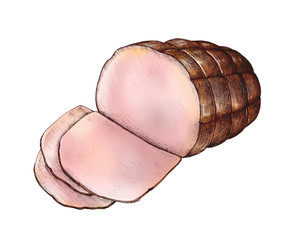 Canvas Print - Hand drawn whole ham isolated