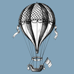 Sticker - Hand drawn hot air balloon isolated on background