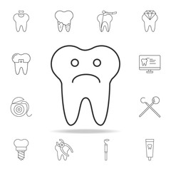 Aufkleber - tooth sad face sign icon. detailed set of dental outline line icons. premium quality graphic design 