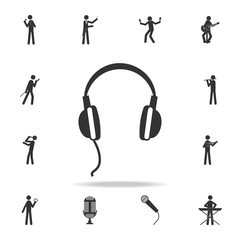 Poster - headphones icon app. Detailed set of music icons. Premium quality graphic design. One of the collection icons for websites; web design; mobile app