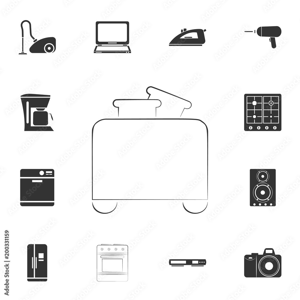 logo toaster icon. Detailed set of household items icons. Premium ...