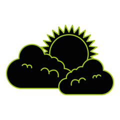 Sticker - climate cloud with sun vector illustration design