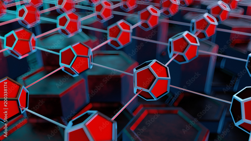 Blockchain network concept. 3d illustration.