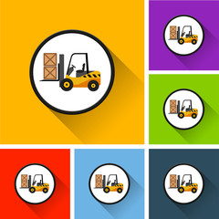 Wall Mural - fork lift icons with long shadow