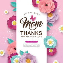 Happy Mother's Day Greeting Card Design With Beautiful Blossom Flowers