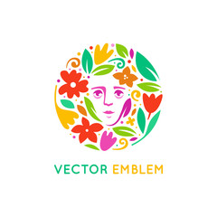 Wall Mural - Vector logo design template with female face