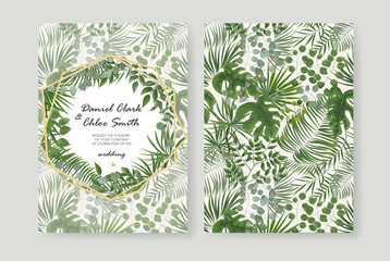 Wall Mural - Wedding Invitation, rsvp modern card Design. Vector natural, botanical, elegant template.