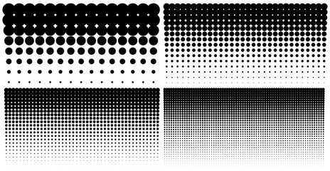 Wall Mural - set of vertical gradient halftone dots backgrounds, horizontal templates using halftone dots pattern
