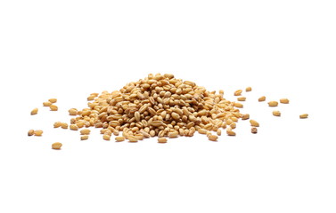 Wall Mural - Wheat grains, pile isolated on white background