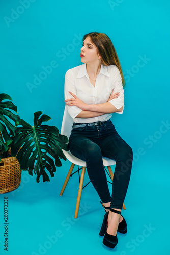 white shirt black pants girl