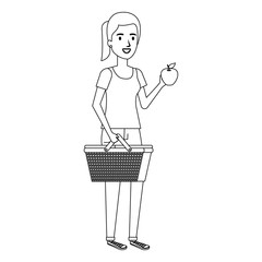 Wall Mural - beautiful woman with picnic basket avatar character vector illustration design