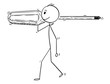 © Zdenek Sasek - Cartoon stick man drawing conceptual illustration of businessman or worker carrying big screwdriver tool. Business concept of industry and construction.