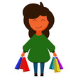 Happy Girl with lots of shopping bags. The image is perfect for illustration of sales and discounts.
