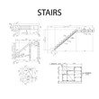 © Free_styler - Detailed architectural plan of stairs, construction industry vector