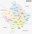 kosovo administrative and political vector map