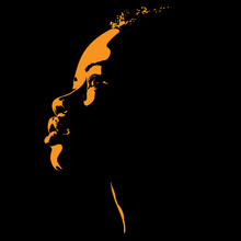 African Woman Portrait Silhouette In Backlight. Illustration.