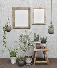 Wall Mural - Frame mock-up. Frame mockup in interior.