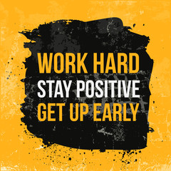 Work hard typography. Grunge poster. Typographic motivational card about working hard. Typography for good life message, print, wall