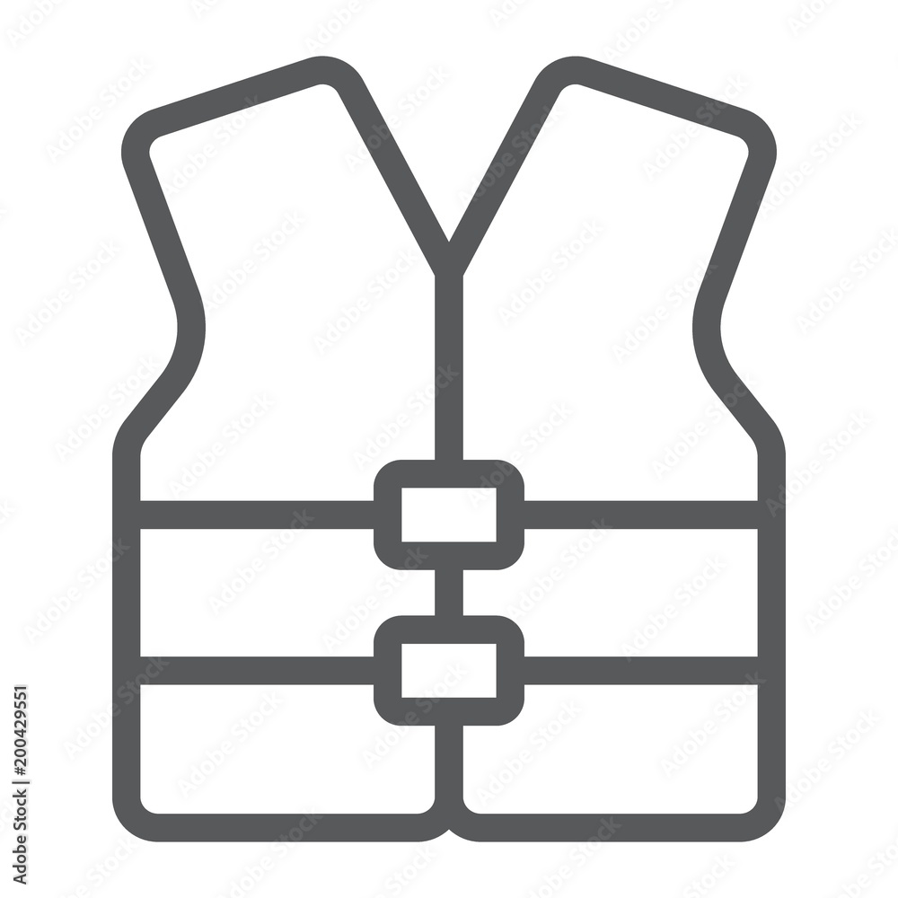 Life vest line icon, safety and swimming, life jacket sign vector