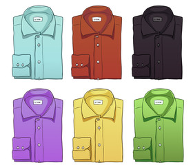 Vector set of color folded long sleeves shirts