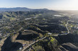 canvas print picture - Afternoon aerial view of Santa Rosa Valley homes and hillsides in scenic Camarillo California.