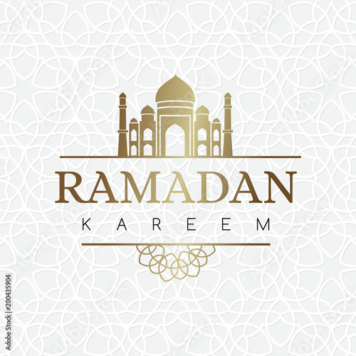 Ramadan background with wishes and geometric white texture. Stock