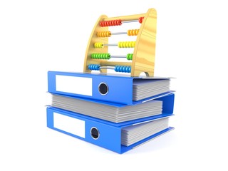 Poster - Abacus on stack of ring binders