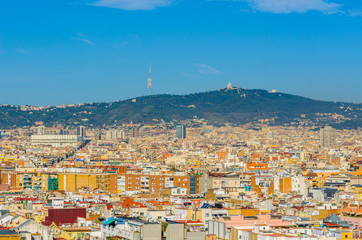 Wall Mural - Aerial view of Barcelona from Montjuic castle, Spain.