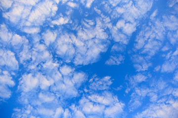 Background of transparent white clouds in a light blue sky,