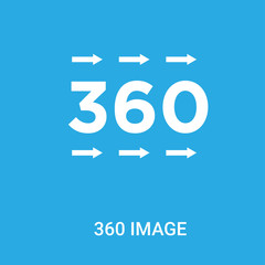 Wall Mural - 360 image icon on blue background, in white, vector icon illustration