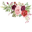 Watercolor Marsala and Blush Pink Roses