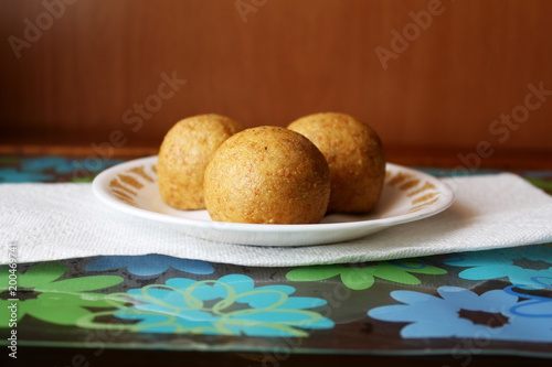 Fotografie, Obraz laddu Popular traditional Indian gujarati snack sweet
