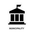 municipality icon on white background, in black, vector icon illustration