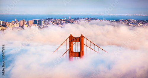 San Francisco Golden Gate Bridge in Thick Fog Canvas Print