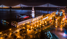 San Francisco Bay Ferry Building at Night