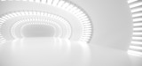 Fototapeta Perspektywa 3d - 
3D Rendering Of Realistic Round Sci-Fi Corridor With Lights 
